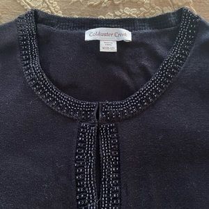 NWT Coldwater Creek Black Beaded Sweater